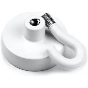 Íman Neodymium (NdFeB) com gancho N38 Ø25.3mm M4 - branco