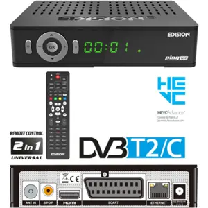 Receptor digital Terreste TDT + Cabo (DVB-T2 + DVB-C) FullHD H.265 (Scart + HDMI)