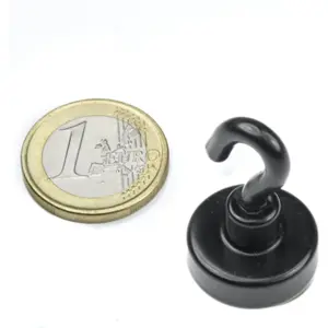 Imán de Neodymium (NdFeB) con gancho N38 Ø20.3mm - negro