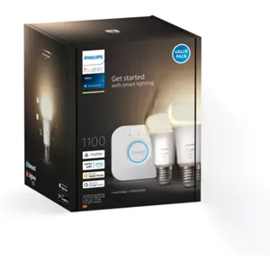 Conjunto de 2 lâmpadas inteligentes E27 Hue white 1100 + Hue Bridge