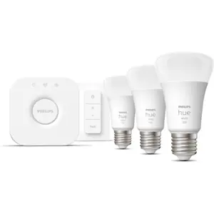 Conjunto de 3 lâmpadas inteligentes E27 Hue white 1100 + Hue Bridge + comando