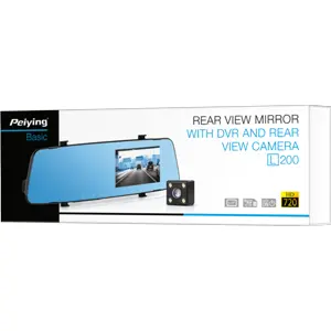 Espelho retrovisor 4'' c/ monitor de câmara frontal + traseira (com deteção movimento + sensor-G)