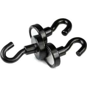 Íman Neodymium (NdFeB) com gancho N38 Ø16.3mm - preto