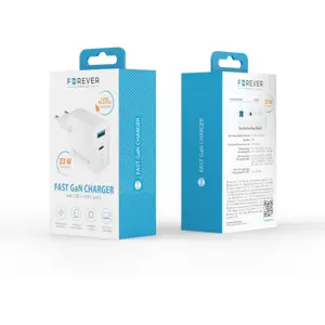Carregador GaN QC3.0 + PD3.0 33W (USB-A + USB-C)