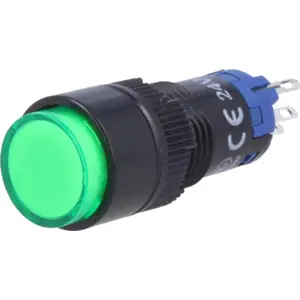 Botão interruptor de pressão unipolar SPDT ON-(ON) 24VDC 1A - Ø12mm - Luminoso - verde
