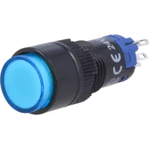 Botão interruptor de pressão unipolar SPDT ON-(ON) 24VDC 1A - Ø12mm - Luminoso - azul