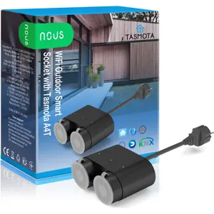 Bloco de 2 tomadas inteligentes WiFi (c/ Tasmota) p/ exterior IP44