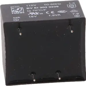 Transformador encapsulado para PCB 115VAC 18V 0.105A 1.9VA