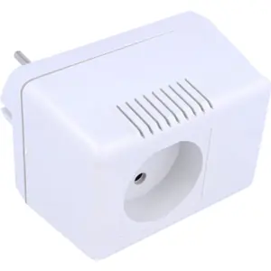 Caja de montaje c/ ficha Schuko entrada/salida para proyectos de fuente de alimentación - gris - 65x92x57mm