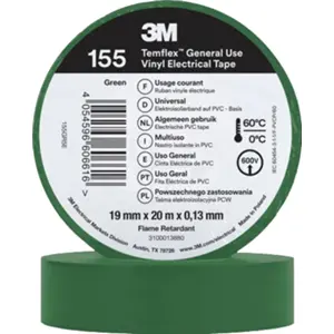 Fita isoladora PVC 19mm 20m verde