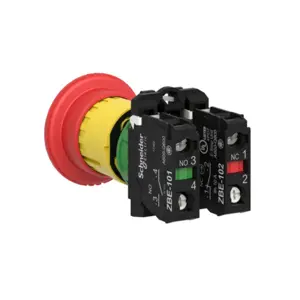 Botão de emergência tipo cogumelo Ø40mm (XB5 Ø22mm) 2 posições estáveis c/ retorno por rotação - 1NC+1NO
