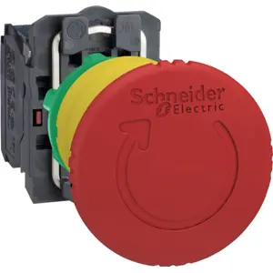 Botão de emergência tipo cogumelo Ø40mm (XB5 Ø22mm) 2 posições estáveis c/ retorno por rotação - 1NC+1NO