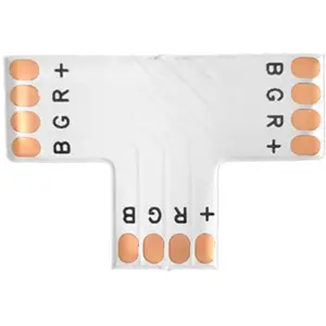 União flat em 'T' para fitas de RGB 10mm (SMD5050/SMD5630)