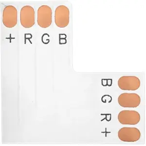 União flat em 'L' para fitas de RGB 10mm (SMD5050/SMD5630)