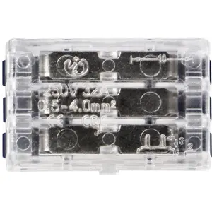Ligador Rápido 2 ligações Triplo (em linha) (0.75...4mm²) c/ patilhas