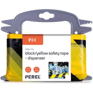 Cinta de seguridad negro/amarillo - 80mm x 100m - con dispensador