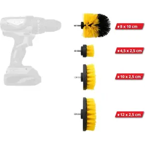 Kit de cepillos para taladro (limpieza de tapicerías, alfombras y llantas)