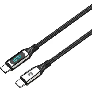 Cabo USB revestido a nylon USB-C - USB-C PD 100W com display de corrente - 1.0m