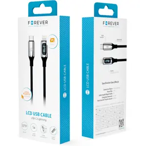 Cabo USB revestido a nylon USB-C - USB-C PD 100W com display de corrente - 1.0m