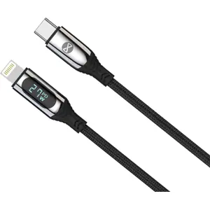 Cabo USB revestido a nylon USB-C - Lightning 27W com display de corrente - 1.0m