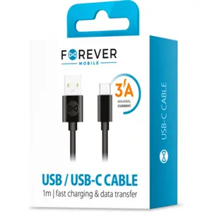 Cabo USB-A - USB-C 3A - 1.0m - preto