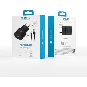 Carregador USB-A 10W 2A + cabo Lightning - Preto