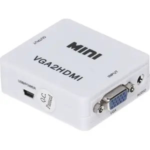 Conversor VGA fêmea ➝ HDMI fêmea - áudio e alimentação mini-USB