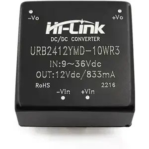 Conversor DC-DC galvanicamente isolado 24VDC (9~36V) -> 12VDC 833mA 10W (saída regulada)