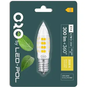 Lâmpada LED E14 230V 2.7W 3000K (branco quente) 300lm