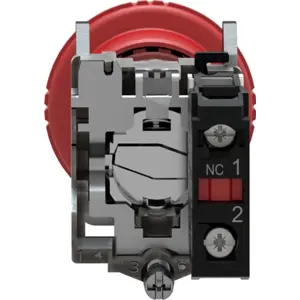 Botão de emergência tipo cogumelo Ø40mm (XB4 Ø22mm) 2 posições estáveis c/ retorno por rotação - 1NC