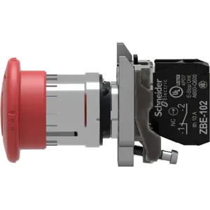 Botão de emergência tipo cogumelo Ø40mm (XB4 Ø22mm) 2 posições estáveis c/ retorno por rotação - 1NC