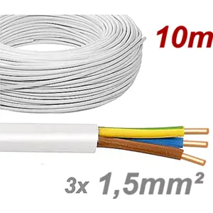 Cabo elétrico unifilar XV 3G1.5mm² CR (rolo de 10m)