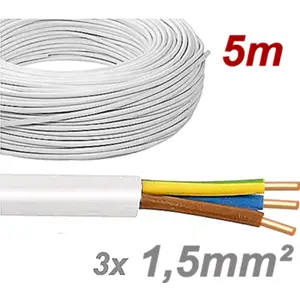 Cabo elétrico unifilar XV 3G1.5mm² CR (rolo de 5m)