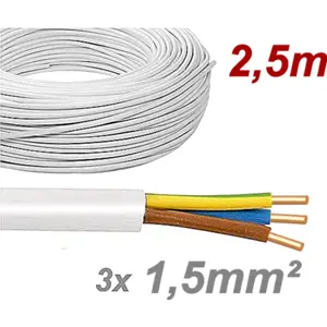 Cabo elétrico unifilar XV 3G1.5mm² CR (rolo de 2.5m)