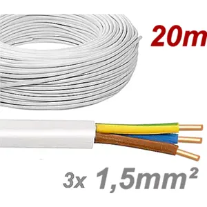 Cabo elétrico unifilar XV 3G1.5mm² CR (rolo de 20m)