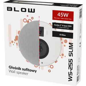 Altifalante Slim de 2 vias de embutir 8Ω 45W - Ø255x39mm (Ø228mm)
