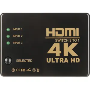 Comutador HDMI 4K 3/1 com comando