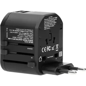 Adaptador de viagem Universal (s/ terra) c/ 2x USB-A