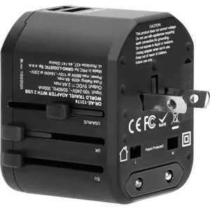 Adaptador de viagem Universal (s/ terra) c/ 2x USB-A