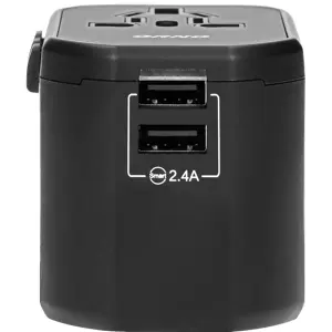 Adaptador de viagem Universal (s/ terra) c/ 2x USB-A