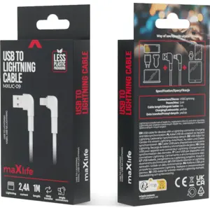 Cable de datos y carga 2,4A USB-A -> Lightning - con conectores 90º - 1,0 m - blanco