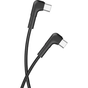 Cabo USB-C -> USB-C 60W - c/ fichas 90º - 1.0m - preto