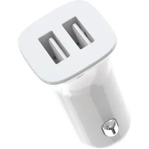 Carregador de Isqueiro 12-24V 2xUSB-A 12W 2.4A (c/ LED Azul) - branco