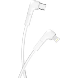 Cabo de dados e carregamento 27W USB-C -> Lightning - c/ fichas 90º - 1.0m - branco