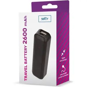 Powerbank mini 2600mAh (1x USB) 1A - preto