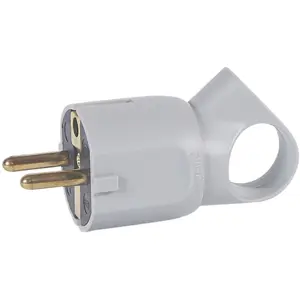 Ficha Macho 2P+T - 16 A - com anel plástico - cinzento