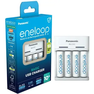 Carregador BQ-CC61 com 4 baterias recarregáveis AA Ni-MH 2000mAh BK-3MCDE