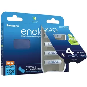 Baterias recarregáveis AA 2000mAh (mín.) [4 unid.] + caixa de armazenamento