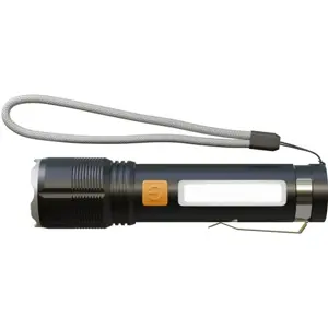 Lanterna LED c/ zoom e barra de LEDs em alumínio 700lm - recarregável 1500mAh