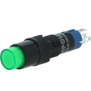 Interruptor de pressão 2 posições estáveis SPDT ON-ON Ø8mm - 230V iluminado Verde